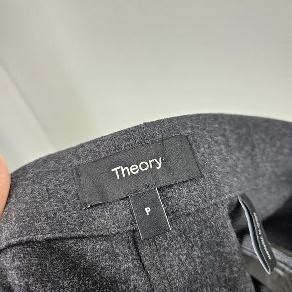 Theory Adbelle Pants Dark Gray Stretch Flannel Wool Blend Pull On Ankle Size 0 - Picture 4 of 5